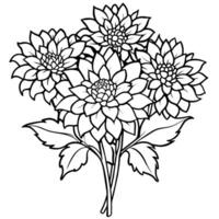 Chrysanthemum Flower Bouquet outline illustration coloring book page design, Chrysanthemum Flower Bouquet black and white line art drawing coloring book pages for children and adults vector