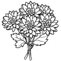 Chrysanthemum Flower Bouquet outline illustration coloring book page design, Chrysanthemum Flower Bouquet black and white line art drawing coloring book pages for children and adults vector