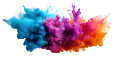 Colorful Ink Clouds. Explosive Color Burst of Blue, Purple, Orange. Abstract Swirl. png