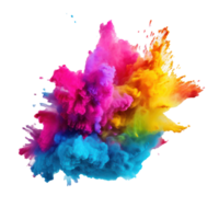 Dynamic Color Explosion In Pink, Yellow, Blue Smoke Clouds. Abstract Artistic Cloud of Colorful Powder Explosion. png