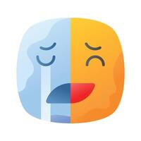 Happy sad feelings emoji icon, ready to use design vector