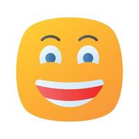 entusiasta emoji icono, contento cara diseño vector