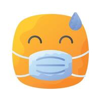 Ill emoji design, face mask on emoji face vector