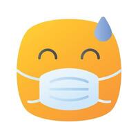 Ill emoji design, face mask on emoji face vector