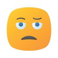 Bored face expression, icon of bored emoji, premium vector