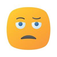 Bored face expression, icon of bored emoji, premium vector