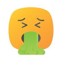 Get your hands on this trendy vomiting emoji icon design vector