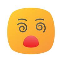 Dizzy emoji icon, dizziness expression design vector