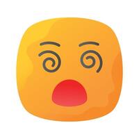 Dizzy emoji icon, dizziness expression design vector