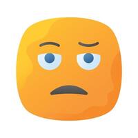 Bored face expression, icon of bored emoji, premium vector