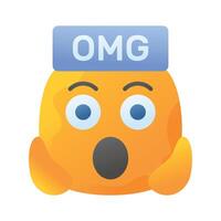 Oh My God expression emoji design, editable vector