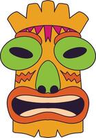 Ethnic Tiki Mask Element. Tribal Hawaii Totem African Traditional Wooden Symbol. vector