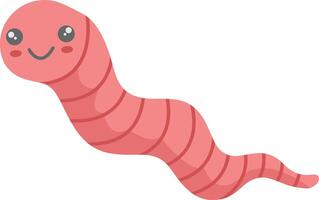 Earthworm Cartoon Character on White Background. Isolated Illustration vector