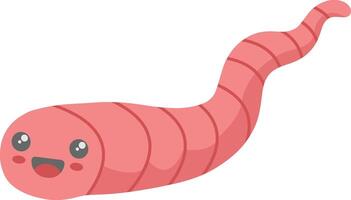 Earthworm Cartoon Character on White Background. Isolated Illustration vector