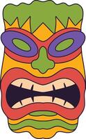 Ethnic Tiki Mask Element. Tribal Hawaii Totem African Traditional Wooden Symbol. vector