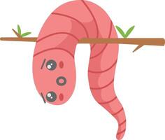 Earthworm Cartoon Character on White Background. Isolated Illustration vector