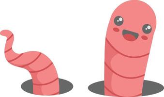 Earthworm Cartoon Character on White Background. Isolated Illustration vector