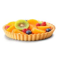 Fruit tart colorful glossy slices fanning out apricot glaze dripping Food and Culinary concept png