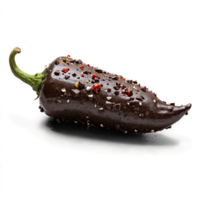 Ancho chili dark chocolate studded with dried ancho peppers breaking apart and releasing a rich png