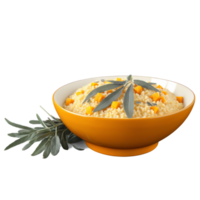 cremig Butternuss quetschen Risotto Parmesan Käse Salbei Blätter Muskatnuss serviert im ein Schüssel kulinarisch und png