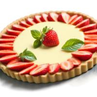 Strawberry basil tart strawberry slices basil infused custard in a shortbread crust Summer food concept png