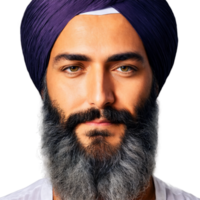 A man with a turban a long beard and a serene smile his kind eyes png