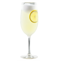 Gin Sprudel Glas hoch und schlank randvoll mit ein schaumig blass Zitrone Gin Cocktail gekrönt png