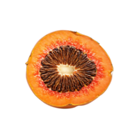 Mamey sapote with rusty brown skin and vibrant orange flesh sliced Food and culinary concept png
