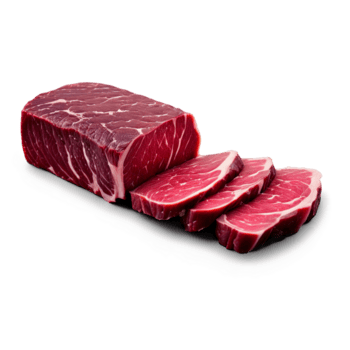 Raw venison loin deep red color lean texture photographed with a shallow depth of field png