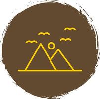 Mountains Line Circle Sticker Icon vector