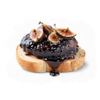 Fig balsamic jam dollop rich and syrupy plopping onto a crostini with fig halves and png