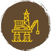 Offshore Platform Line Circle Sticker Icon vector