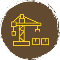 Crane Lifter Line Circle Sticker Icon vector