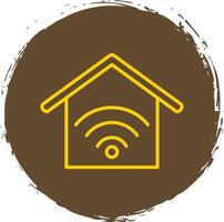 Smart Home Line Circle Sticker Icon vector