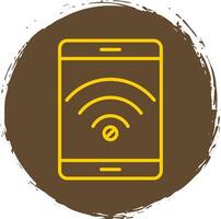 No Wifi Line Circle Sticker Icon vector