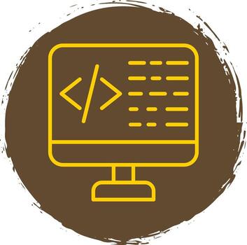 Coding Line Circle Sticker Icon vector