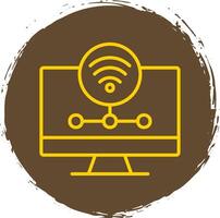 Wifi servidor línea circulo pegatina icono vector