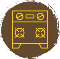 Stove Line Circle Sticker Icon vector