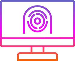 Security Computer Faceprint Line Circle Sticker Icon vector