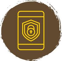 Security mobile Lock Line Circle Sticker Icon vector