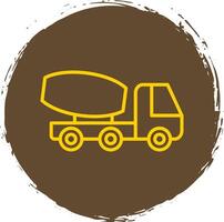 Cement Truck Line Circle Sticker Icon vector