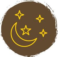 Moon Line Circle Sticker Icon vector