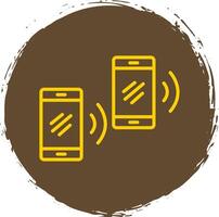 Mobile Sync Line Circle Sticker Icon vector