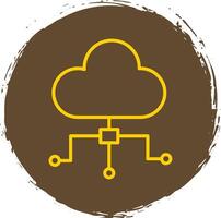 Cloud Computing Line Circle Sticker Icon vector