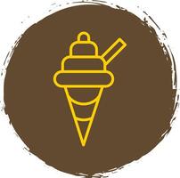 Ice Cream Line Circle Sticker Icon vector