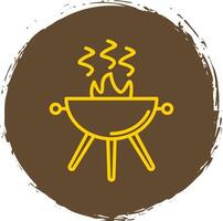 Grill Line Circle Sticker Icon vector