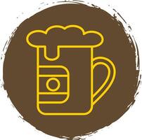 Beer Line Circle Sticker Icon vector