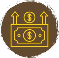 Money Growth Line Circle Sticker Icon vector