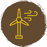 Wind Turbine Line Circle Sticker Icon vector