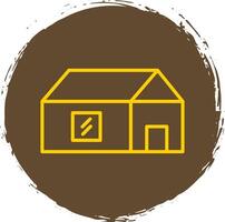 Farm House Line Circle Sticker Icon vector